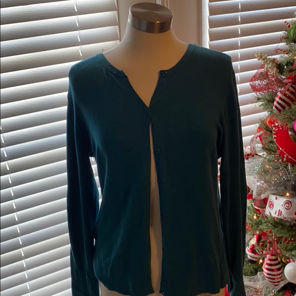 Teal blue button down cardigan